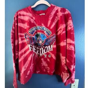 Wst Cst french terry thick long sleeve tee red tie dye swirl Freedom Tour L NWOT